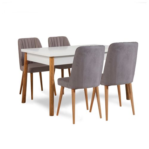 Woody Fashion Set stolova i stolica (5 komada), Atlantski bor Bijela boja Sivo, Costa 0701 - 1 AB slika 2
