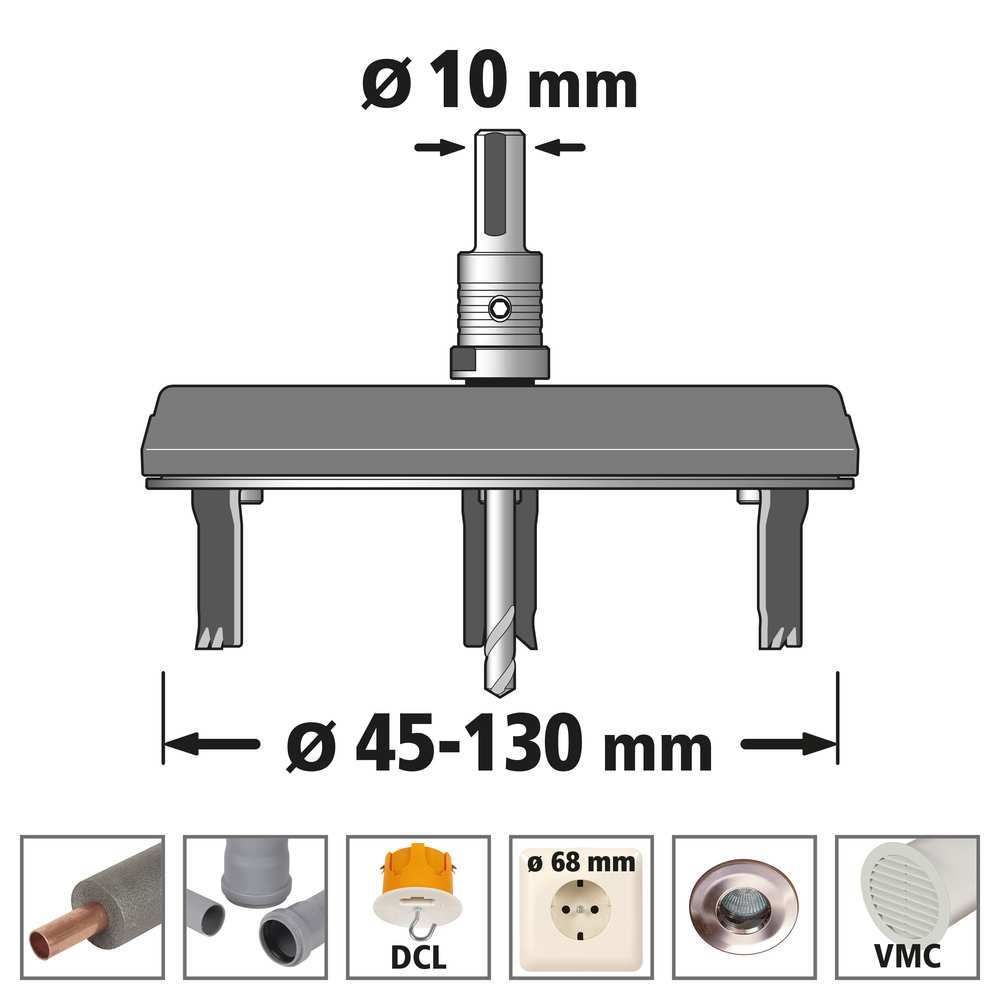 Wolfcraft Podesiva Krunska Pila Za Meko Drvo i Rigips fi 45 - 130 mm - 5978000 slika 10
