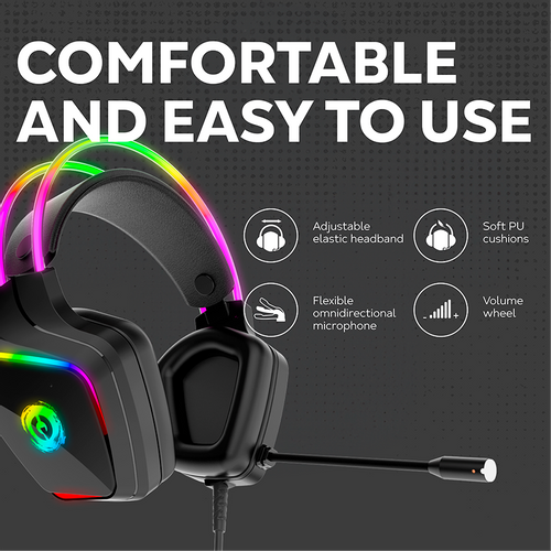 CANYON Darkless GH-9A, RGB gaming headset with Microphone, Microphone frequency response: 20HZ~20KHZ, ABS+ PU leather, USB*1*3.5MM jack plug, 2.0M PVC cable, weight:280g, black slika 8