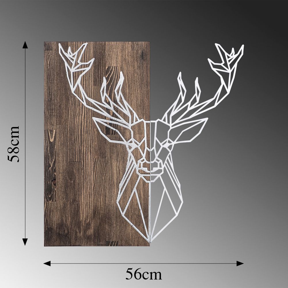 Deer1 - Srebrni Orah Ukrasni Drveni Zidni Dodatak slika 6