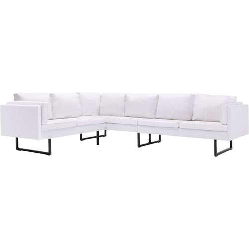 Kutna sofa od umjetne kože bijela slika 12