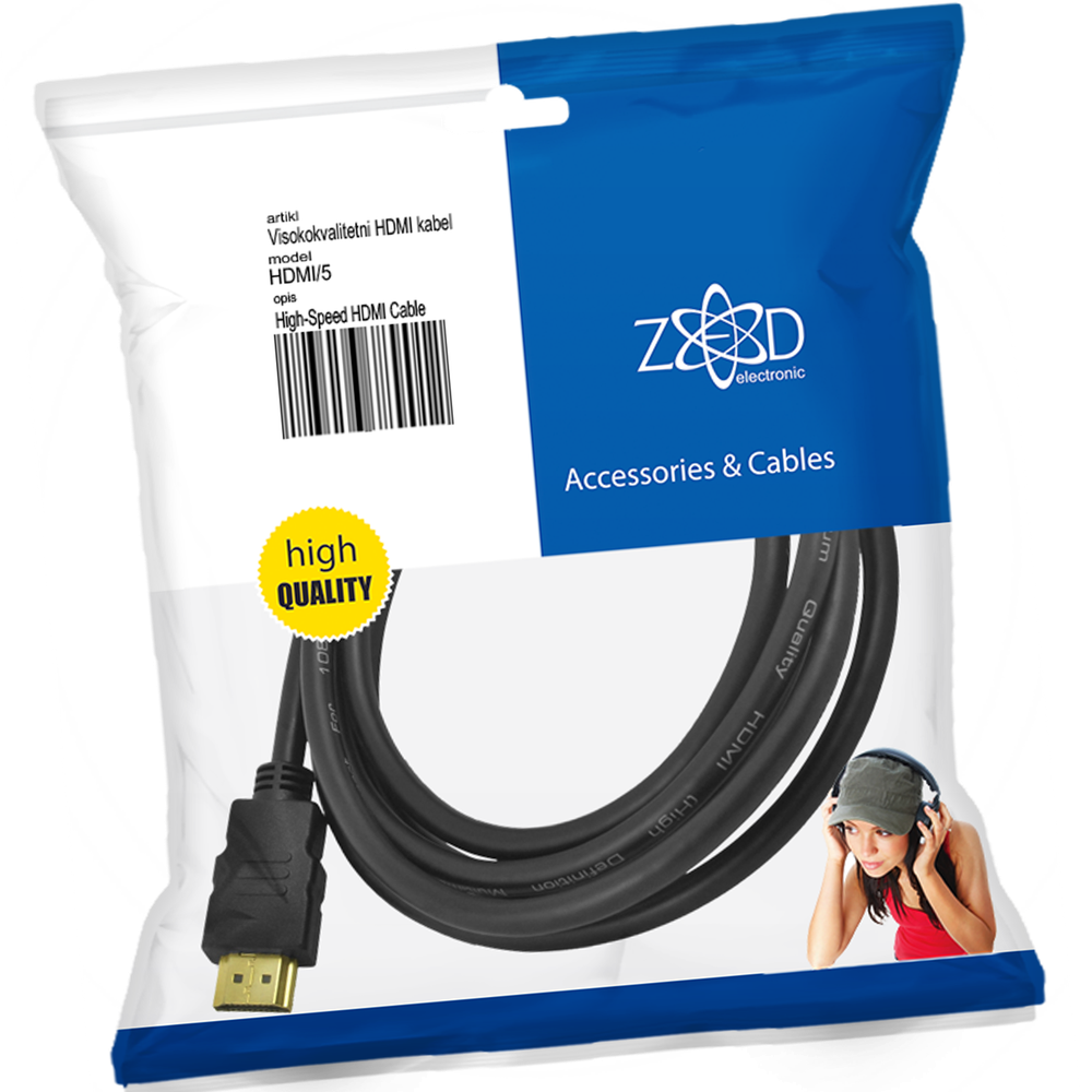 ZED electronic HDMI kabl, 5.0 met, ver. 1.4 - HDMI/5 slika 1