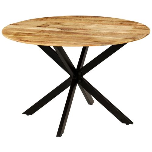 Blagovaonski stol od masivnog grubo obrađenog drva manga i čelika 120 x 77 cm slika 6