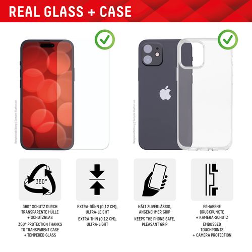 DISPLEX Zaštitno staklo + maskica Real Glass 2D + Case za iPhone 15  slika 3