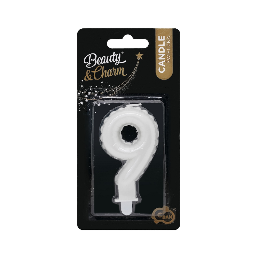SF-PBI9 Svjećica za tortu 9 Biserno Bijela 7cm slika 2