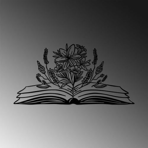 Wallity Metalna zidna dekoracija, Book And Flower slika 4