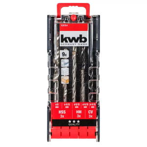 KWB set borera za drvo, metal i beton, 9 kom
