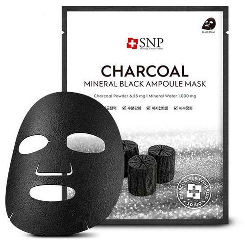 SNP Charcoal Mineral Black Ampoule Mask 25ml za učvršćivanje kože, sužavajući pore slika 1