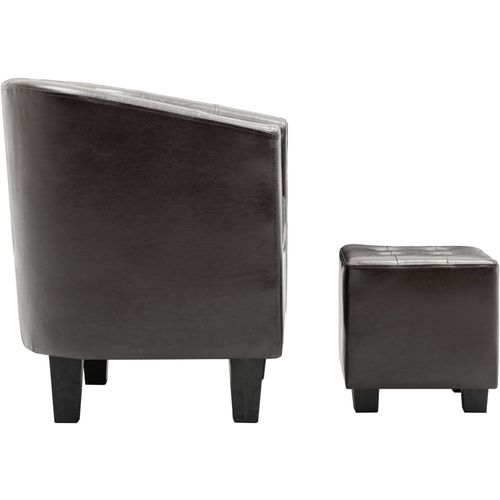 Fotelja od umjetne kože s osloncem za noge tamnosmeđa slika 21