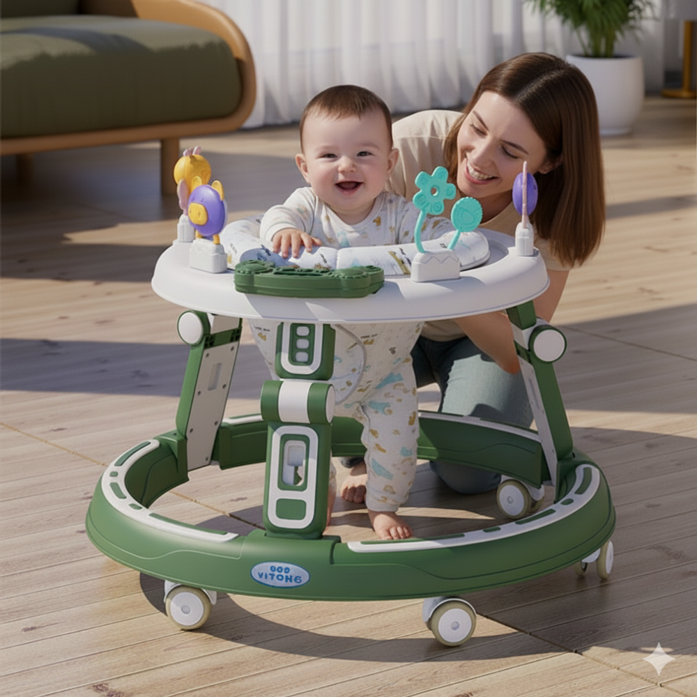 360° podesiva dječja hodalica s AI glazbenom igraćom pločom i tihim kotačima slika 6