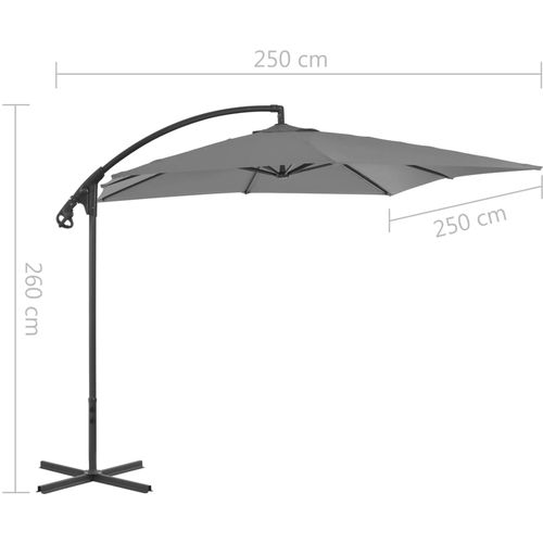 Konzolni suncobran s čeličnom šipkom 250 x 250 cm antracit slika 12