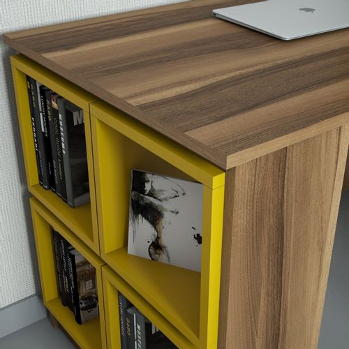 Box - Walnut, Yellow WalnutYellow Study Desk slika 3