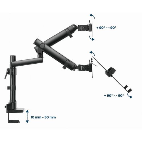 MA-DA3-02 Gembird Podesivi stoni drzac za monitor tilt, 17-32 max.2x8kg +nosac za laptop,full-motion slika 4