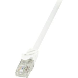 LogiLink CP2101U RJ45 mrežni kabel, Patch kabel cat 6 U/UTP 15.00 m bijela sa zaštitom za nosić 1 St.