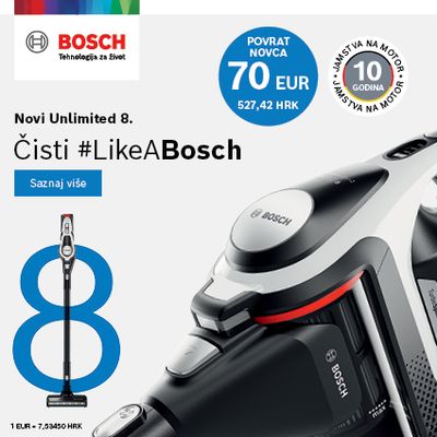 Uz nove Unlimited Bosch usisavače ostvarite povrat do 70 €