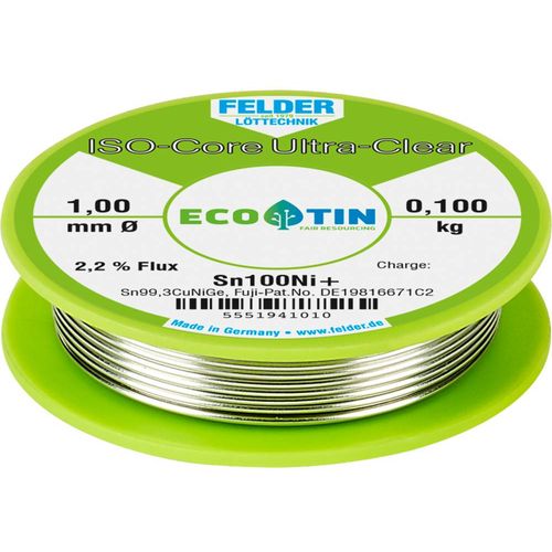 Felder Löttechnik ISO-Core ''Ultra-Clear'' Sn100Ni+ lemna žica, bezolovna svitak  Sn99,25Cu0,7Ni0,05  0.100 kg 1 mm slika 1