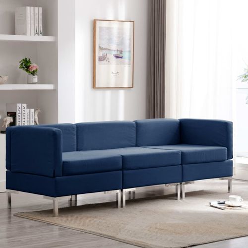 3-dijelni set sofa od tkanine plavi slika 11