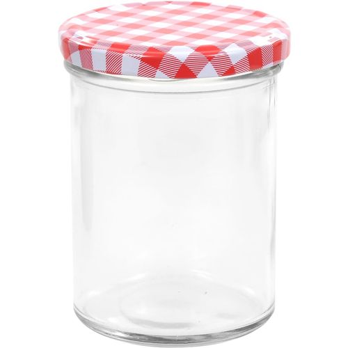Staklenke za džem s bijelo-crvenim poklopcima 48 kom 400 ml slika 24