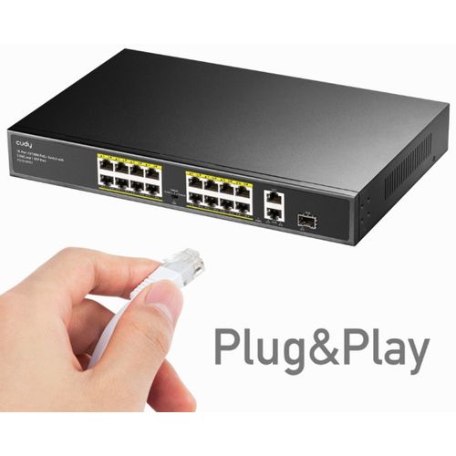 Cudy FS1018PS1 16-Port 10/100M PoE+Switch, 1Gbit Uplink + 1Gbit Combo SFP Port, 200W( PFS4218-16ET- slika 3