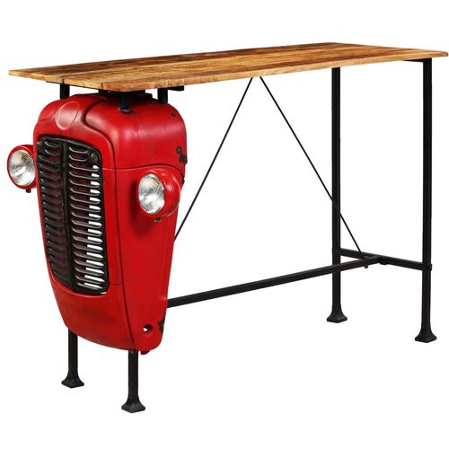 Barski stol u obliku traktora od masivnog drva manga crveni 60 x 150 x 107 cm slika 3