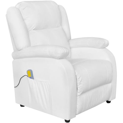 Masažna fotelja od umjetne kože krem bijela slika 12