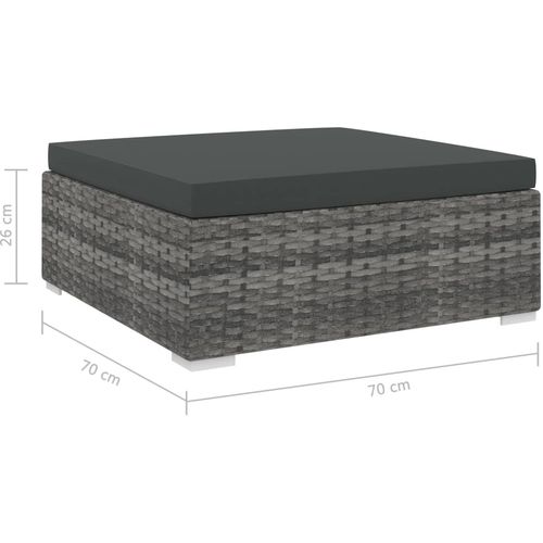 Modularni tabure s jastukom 1 kom od poliratana sivi slika 33