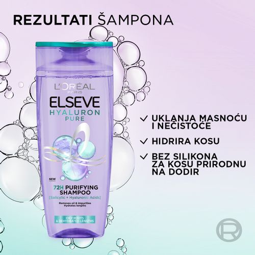 L’Oréal Paris Elseve Hyaluron pure šampon za dehidriranu kosu koja se brzo masti 250ml slika 2