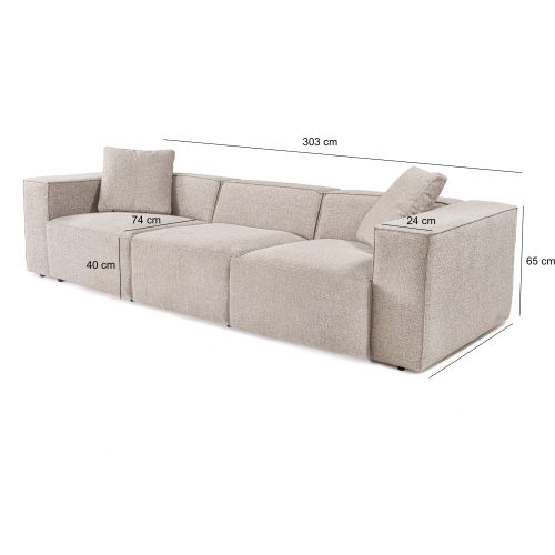 Atelier Del Sofa Trosjed, Lora 3 Seater - Mocha slika 10