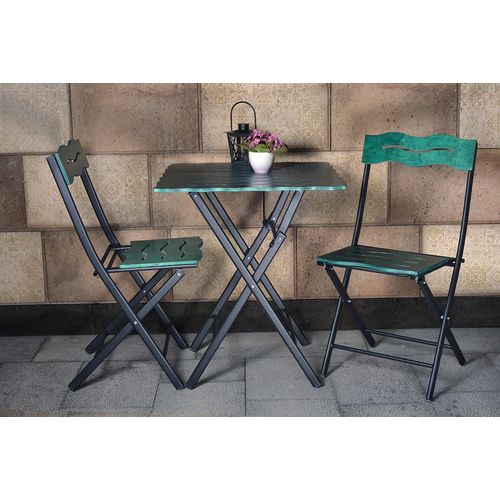 Floriane Garden Set vrtnih stolova i stolica (3 komada), zelena crna boja, Bistro Set 6 slika 3