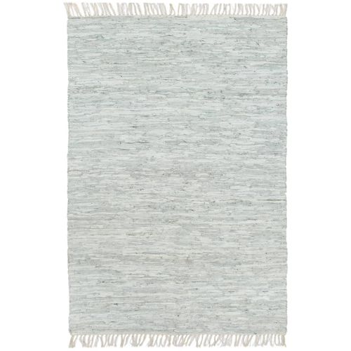 Ručno tkani tepih Chindi od kože 160 x 230 cm svjetlosivi slika 1