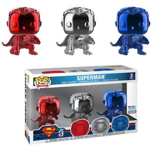 Funko Pop Movies Justice League 3Pk Superman (Landing) (Chrome) Convention 2018