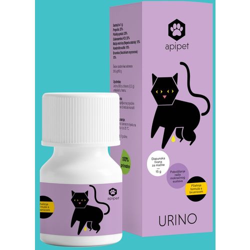 Apipet Urino, dodatak prehrani za mačke, potpora mokraćnom sustavu, 15 g slika 5