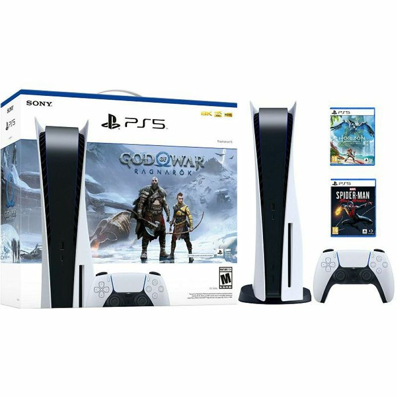 Playstation PlayStation 5 C chassis + God of War: Ragnarok VCH PS5 + Horizon – Forbidden West PS5 + Marvel’s Spider-Man: Miles Morales PS5 (DISC VERSION) image