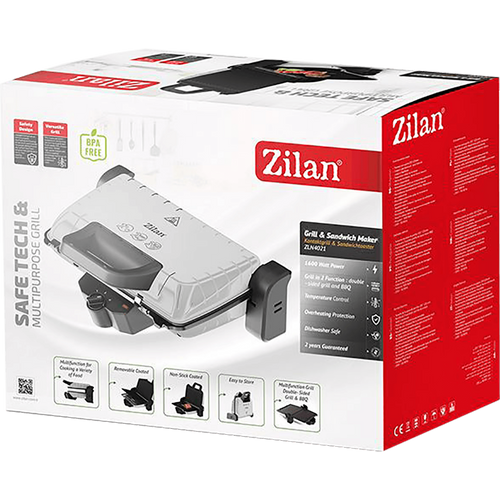 Zilan Grill kontaktni, 2u1, 1600 W, siva - ZLN4021 GY slika 2