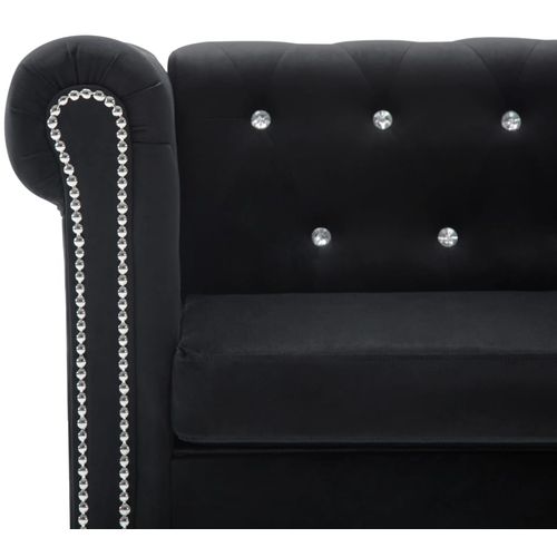 Chesterfield sofa za dvoje s baršunastom presvlakom 146 x 75 x 72 cm crna slika 16