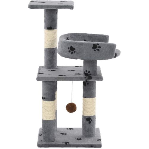 Penjalica za mačke sa stupovima za grebanje od sisala 65 cm siva s uzorkom šapa slika 5