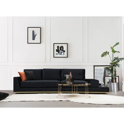 Atelier Del Sofa Line With Side Table - Crni zlatni trosed sa 4 mesta slika 1