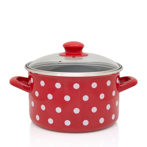 Metalac posuda duboka dekor red dots 22cm  / 5,00lit slika 1