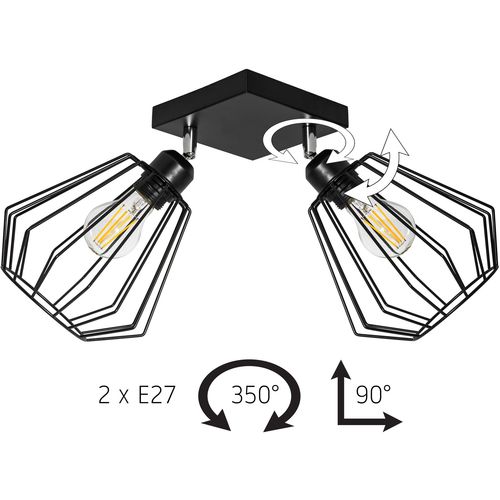 TOOLIGHT Viseća stropna svjetiljka Dvostruka metalna Crna 392194 slika 8