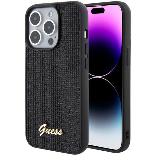 GUESS maska za iPhone 15 Pro DISCO SCRIPT METAL BLACK slika 1