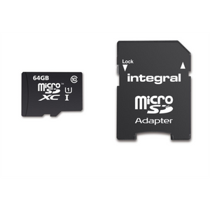 Integral 64GB Micro SDXC memorijska kartica za pametne telefone i tablete, Class 10 UHS-I U1, s SD adapterom