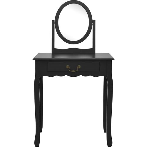 Toaletni stolić sa stolcem crni 65x36x128 cm paulovnija i MDF slika 26