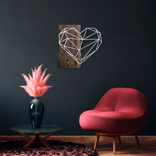 Wallity Drvena zidna dekoracija, Heart - Silver slika 1