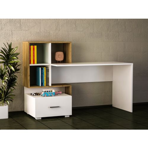 Woody Fashion Radni stol, Bijela boja Orah, Bloom - White, Walnut slika 1