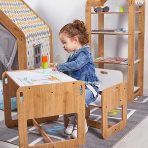 Dječiji set stola i stolica Dove, boje: prirodna, bijela