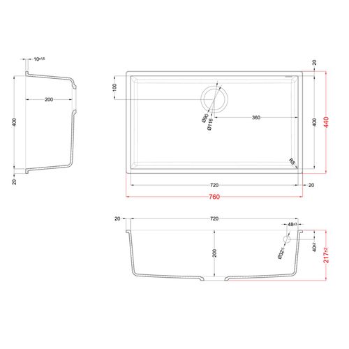 Sudoper Elleci Quadra 130 UM KT White slika 2