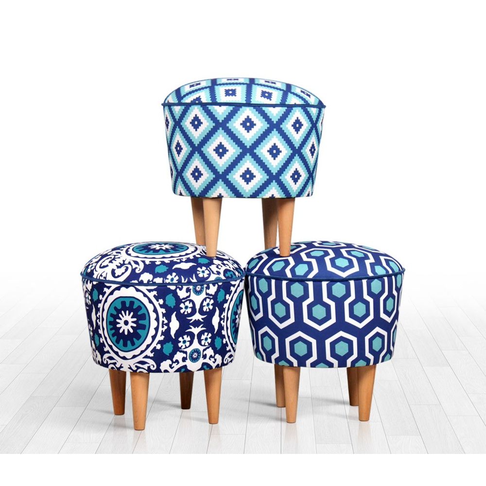 Sky v3 Pouffe - Plavo/Bijela slika 4