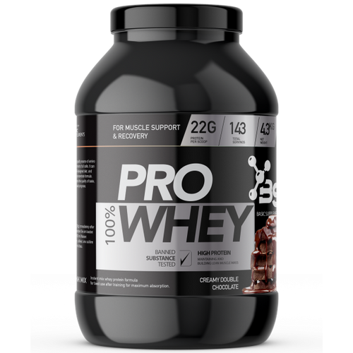 100% PRO WHEY 4.3KG BASIC SUPPLEMENTS -  Creamy Double Chocolate slika 1