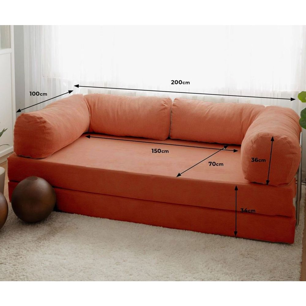 Nook - Sofa na razvlačenje s cvjetovima nara u crvenoj boji slika 6