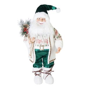 Novogodišnja figura Deda Mraz, krem/zeleni H.65CM 